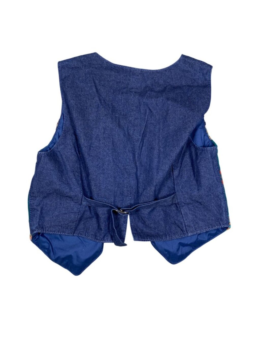 Vintage McLarty Zapotec Wool Navajo-Style Vest W/ Denim Back Adjustable Strap M - Picture 3 of 6